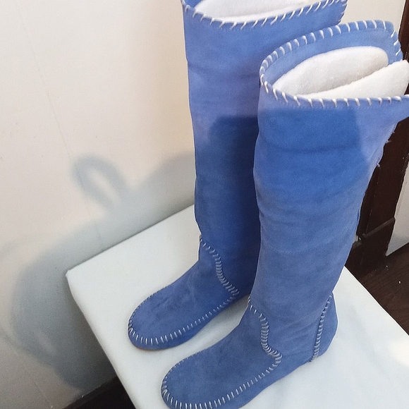 ZigiNY LEATHER High Boots Sky Blue or Chocolate Brown| 8 US - Picture 5 of 13